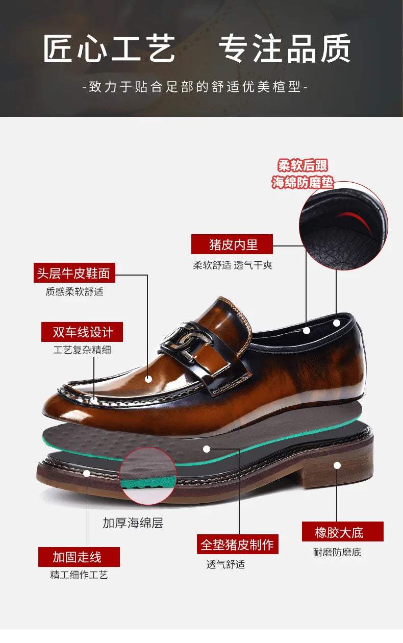 New Shoes For Men Loafers Mens Dress Shoes Leather Shoes Man Male Genuine Leather Social Shoes