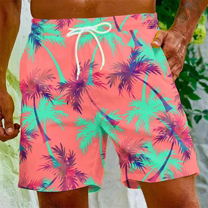 Vintage  Palm Tree Men's Casual Shorts, Summer Thin Dry Fast Beach Pants, Lightweight Breathable Unique Design Home Wear