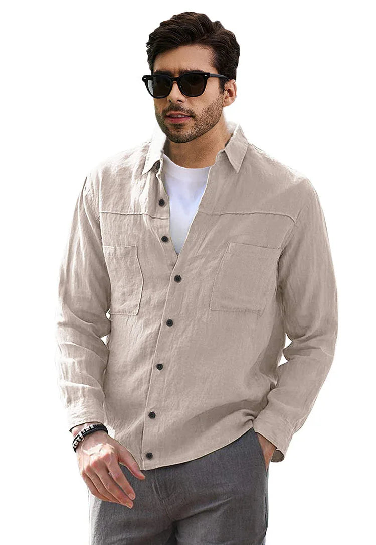 Back in Stock New Men's Casual Shirt European Size Solid Color Simple Long Sleeve Shirt Men Long Sleeve T Shirt