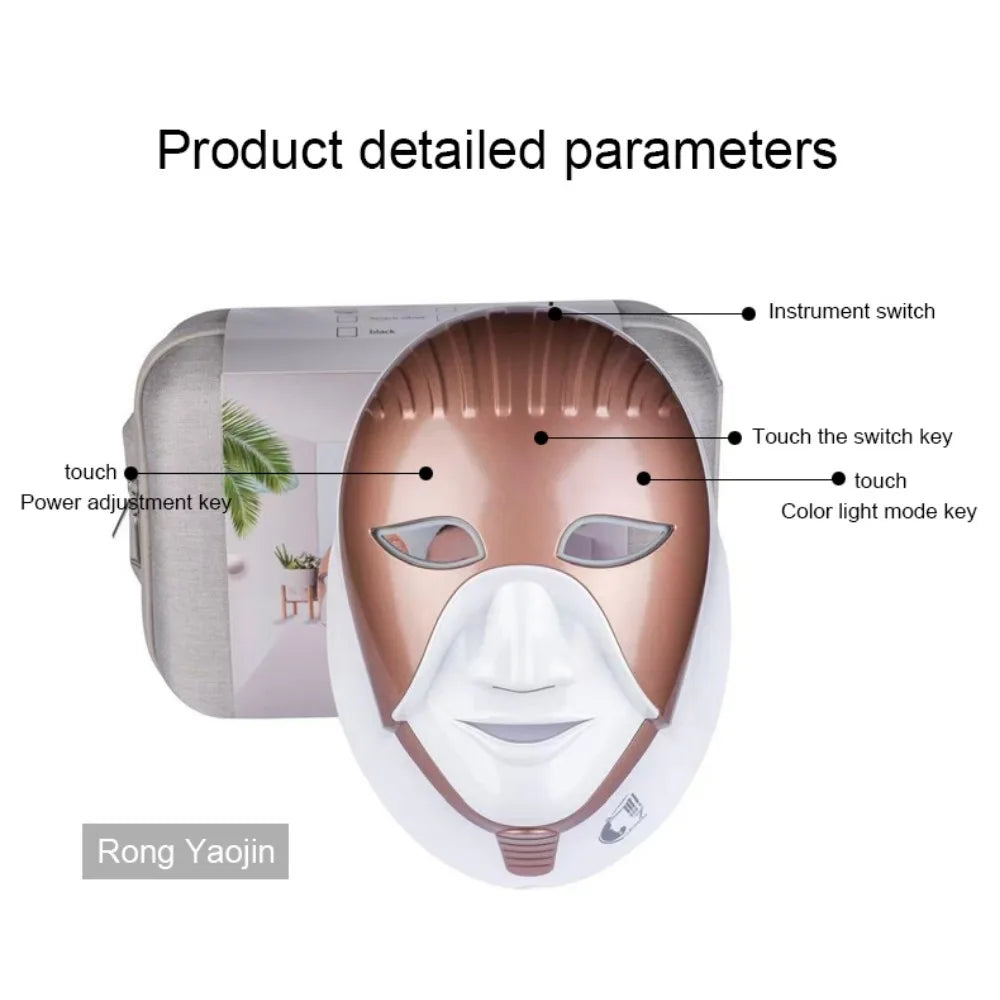 Traci K Beauty PDT Led Mask Photodynamic 8 color Facial Cleopatra LED Mask 630nm red light Smart Touch Face Neck Care Machine