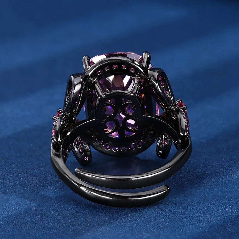 Put a Bow On It Retro 12*16MM Ruby Sapphire Pink Quartz Amethyst Rings Charms Gemstone Party Fine Jewelry for Women Accessories Anniversary Gift