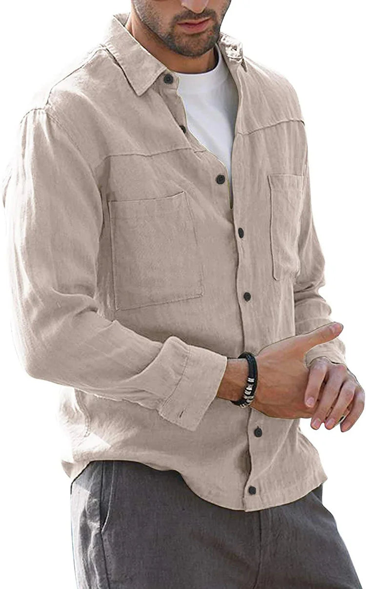 Back in Stock New Men's Casual Shirt European Size Solid Color Simple Long Sleeve Shirt Men Long Sleeve T Shirt