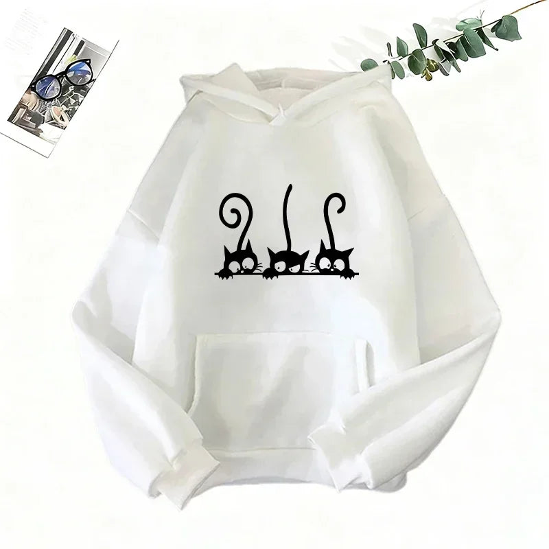 Cutie Crypto Cat Print Hoodie Sweatpants Women's Tracksuit Urban Casual Fashion Sportswear Fall Winter Home Outdoor Warm Outfits