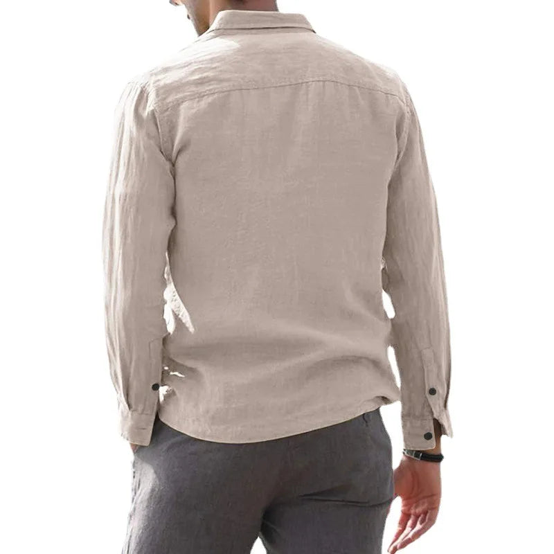 Back in Stock New Men's Casual Shirt European Size Solid Color Simple Long Sleeve Shirt Men Long Sleeve T Shirt