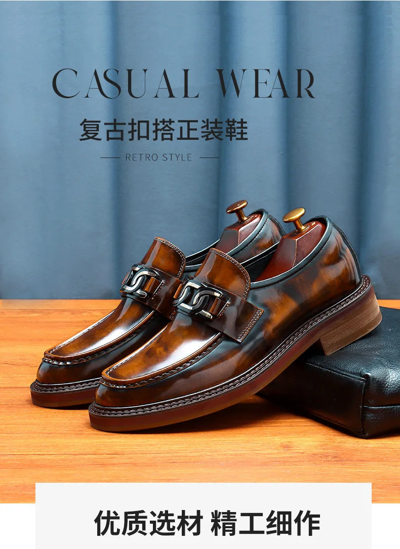 New Shoes For Men Loafers Mens Dress Shoes Leather Shoes Man Male Genuine Leather Social Shoes