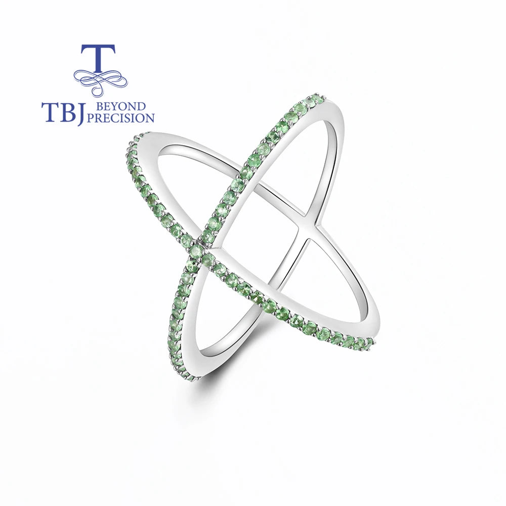 Traci K Beauty Jewelry Beyond Precision Gorgeous Designer chic Ring  925 Sterling Silver for Women Natural Tsavorite Gemstone Fashion Jewelry Anniversay Party Gift