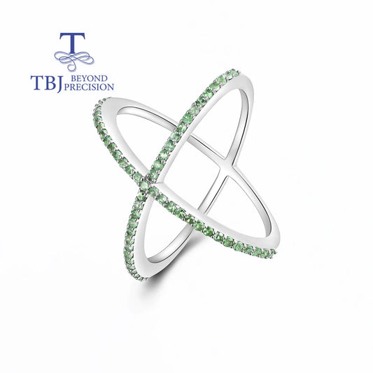 Traci K Beauty Jewelry Beyond Precision Gorgeous Designer chic Ring  925 Sterling Silver for Women Natural Tsavorite Gemstone Fashion Jewelry Anniversay Party Gift