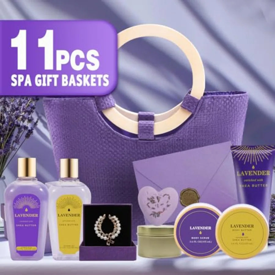 Bath and Body Gift Tote Bag Set w/card and jewelry All in One for Women  Gifts for  11pcs Sets Relaxing Bath Sets for Women Christmas Gifts for Her