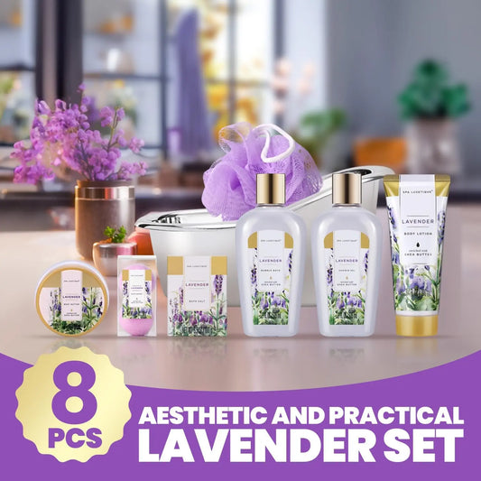 Spa Luxetique by Traci K Beauty Lavender Spa Gift Set for Women, 8-Piece Bath & Lotion Kit,