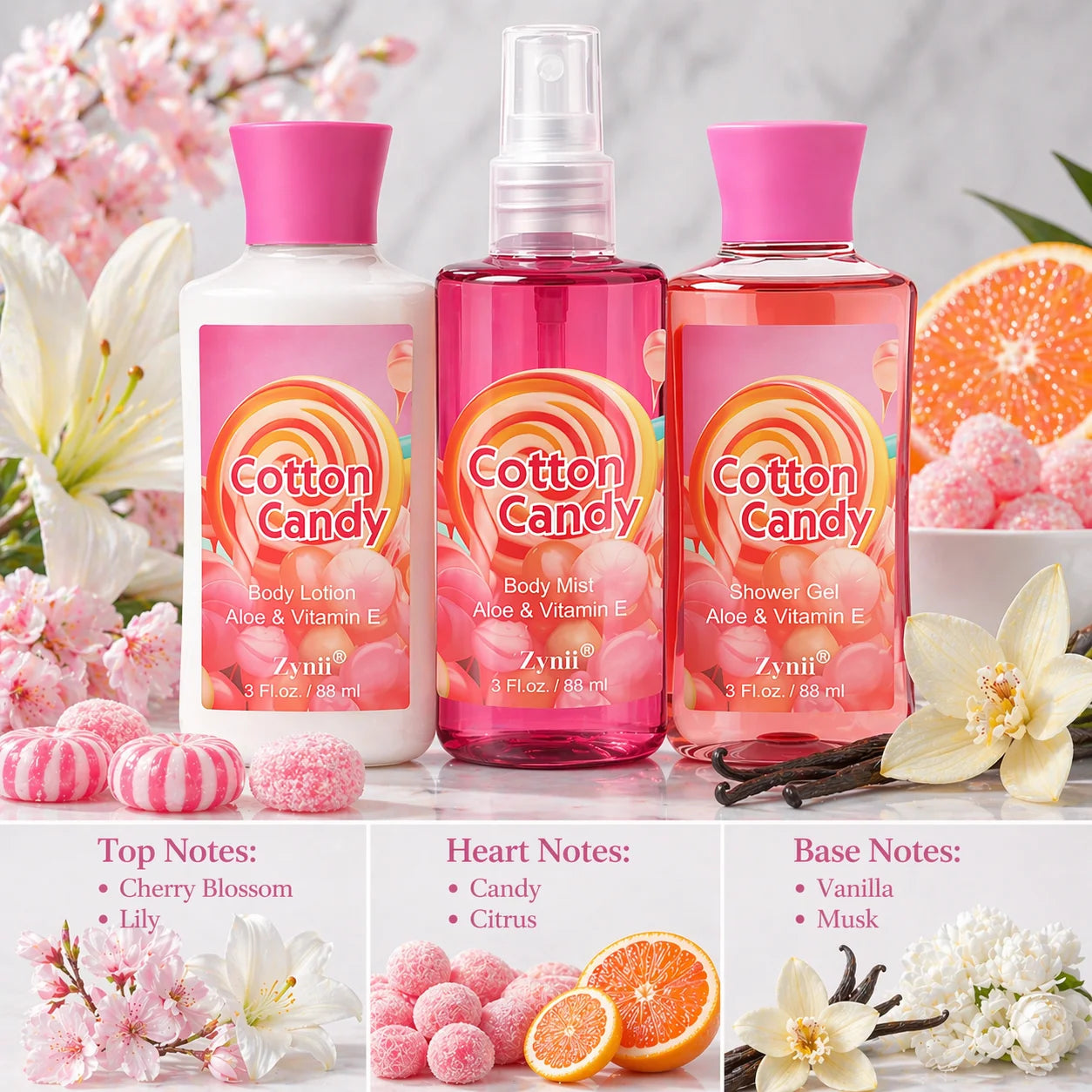 (6 Fragrances to choose from)Gift Sets – Travel Bath & Body Kit (88ml Shower Gel, 88ml Body Lotion, 88ml Body Mist) Luxurious Foam, Fresh Deodori