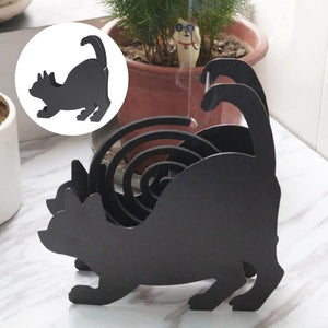 Iron Mosquito Coil Holder Burner Cat Shaped Fireproof Incense Burning Rack Decoration