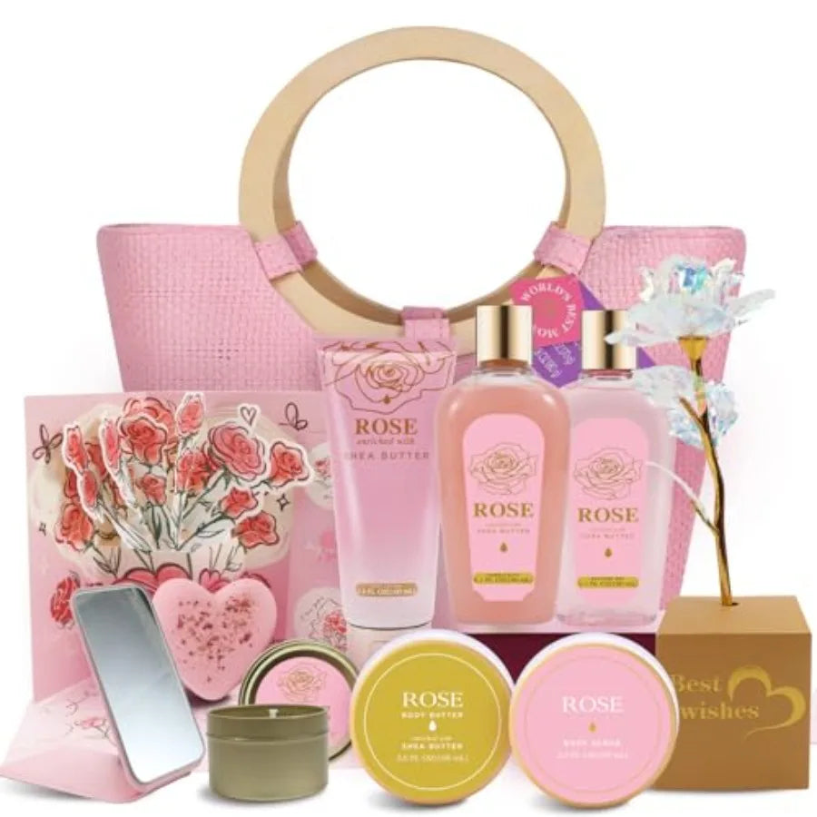 Bath and Body Gift Tote Bag Set w/card and jewelry All in One for Women  Gifts for  11pcs Sets Relaxing Bath Sets for Women Christmas Gifts for Her