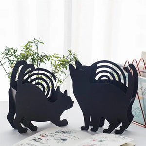 Iron Mosquito Coil Holder Burner Cat Shaped Fireproof Incense Burning Rack Decoration