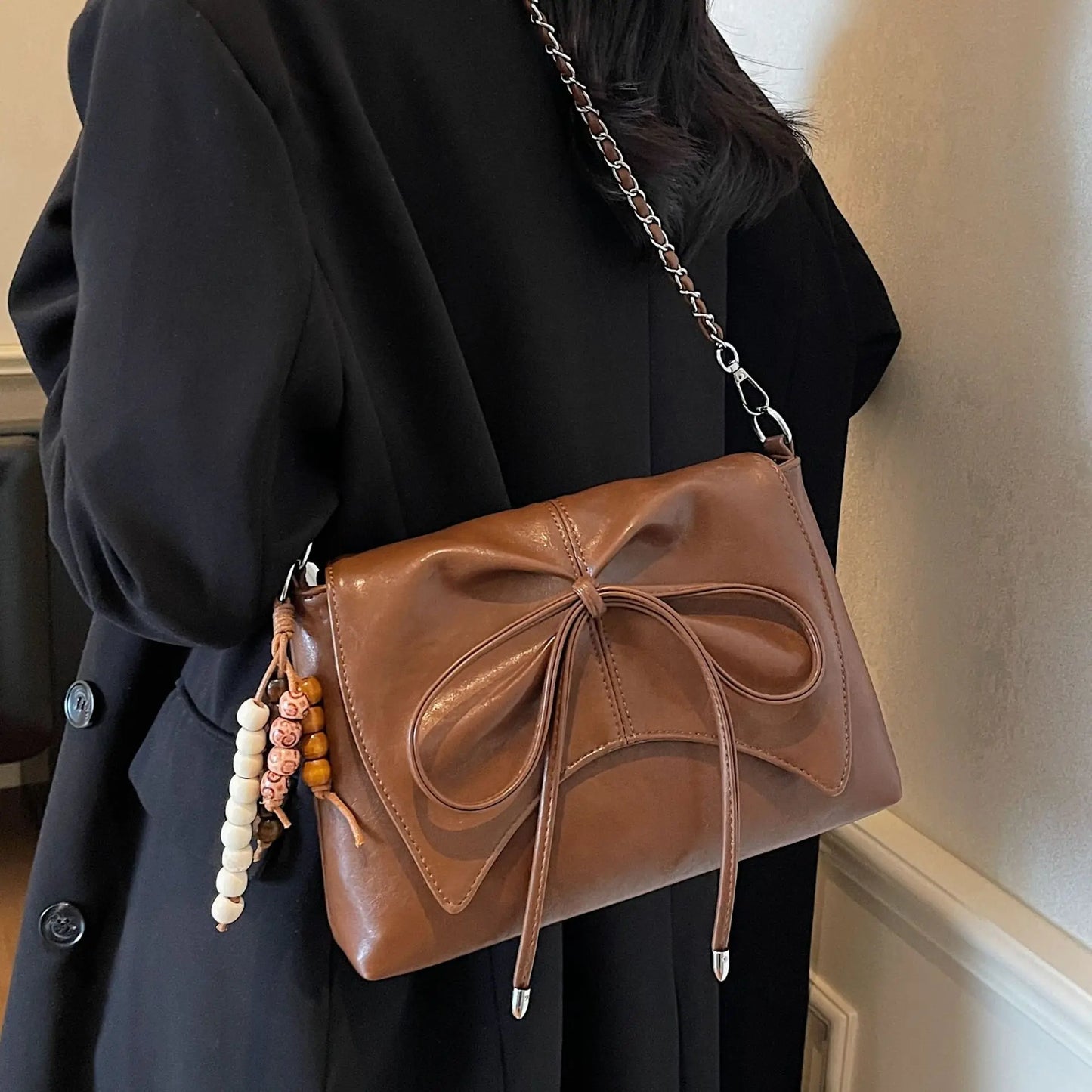 2025 Put a Bow On It HOBO Square Bag for Women, Minimalist Shoulder Crossbody Purse, Fashionable Handbag
