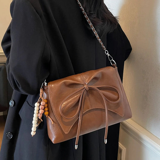 2025 Put a Bow On It HOBO Square Bag for Women, Minimalist Shoulder Crossbody Purse, Fashionable Handbag