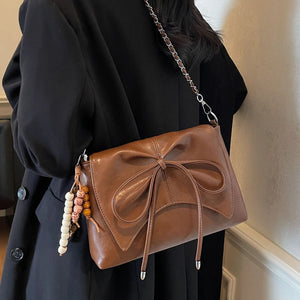 2025 Put a Bow On It Square Bag for Women, Minimalist Shoulder Crossbody Purse, Fashionable Handbag