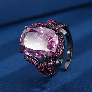 Put a Bow On It Retro 12*16MM Ruby Sapphire Pink Quartz Amethyst Rings Charms Gemstone Party Fine Jewelry for Women Accessories Anniversary Gift