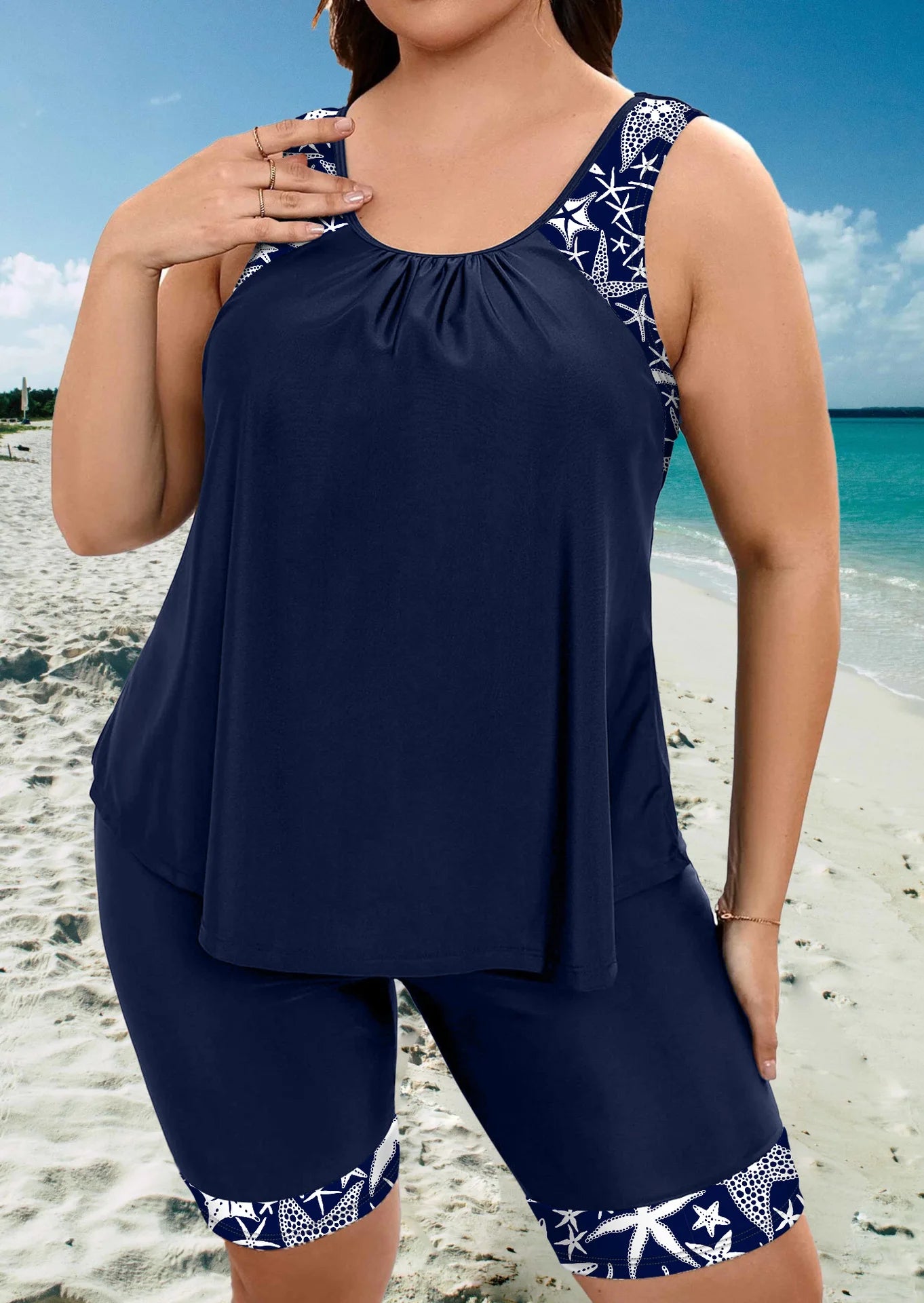 Sexy Tankini Swimsuits Women with Fifth Pants Sexy Swimming Bathing Suit Bikinis Mujer Bikini Beach Wear Plus Size Swimwear 4XL