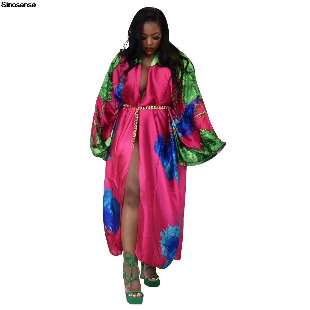 Women's Satin Open Front Cardigan Kimono Duster Sexy Beach Cover-Up Loose Long Flowy Maxi Kimonos Floral Print Cardigan