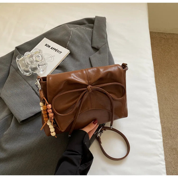 2025 Put a Bow On It HOBO Square Bag for Women, Minimalist Shoulder Crossbody Purse, Fashionable Handbag