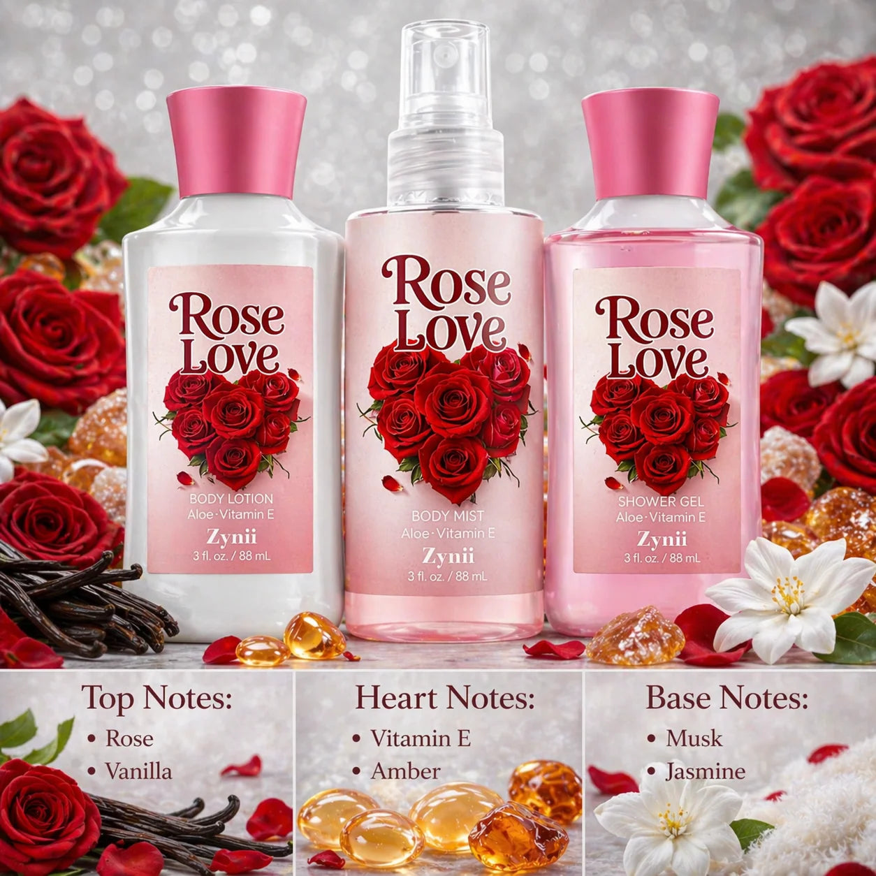 (6 Fragrances to choose from)Gift Sets – Travel Bath & Body Kit (88ml Shower Gel, 88ml Body Lotion, 88ml Body Mist) Luxurious Foam, Fresh Deodori