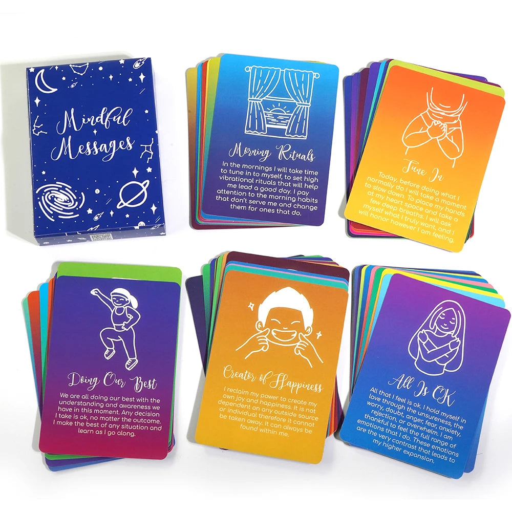 Mindful / Spiritual Vibe Messages Cards Daily Inspiration Deck Positive Affirmations Included Spiritual Tool for Self Care and Mindfulness Beauti