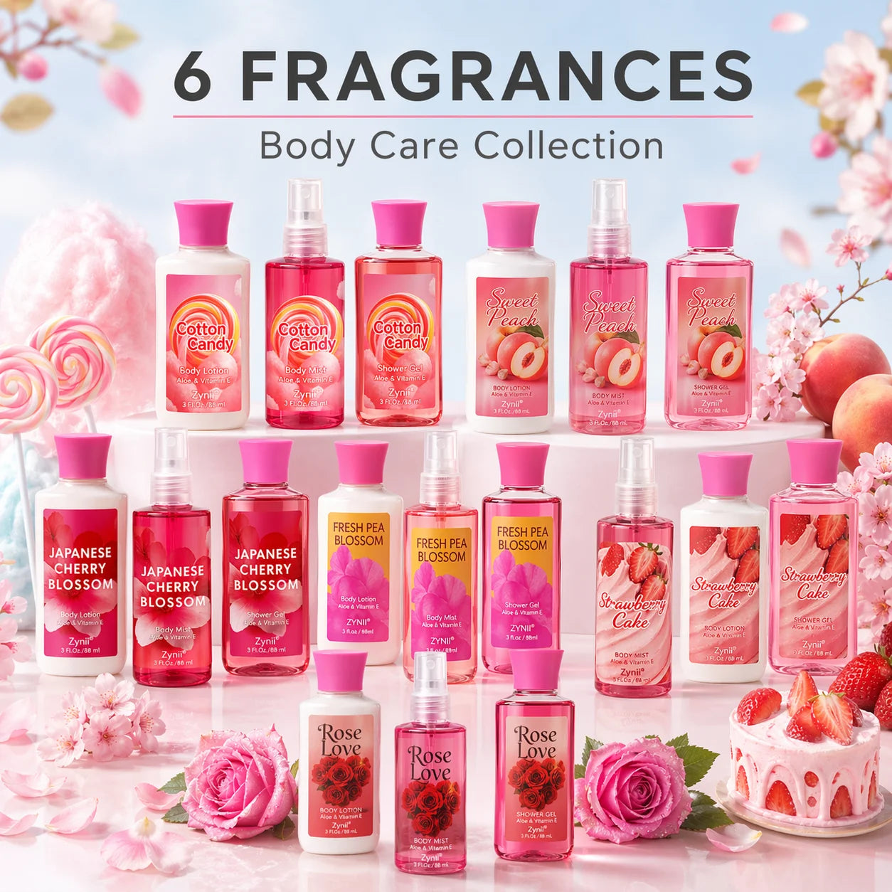 (6 Fragrances to choose from)Gift Sets – Travel Bath & Body Kit (88ml Shower Gel, 88ml Body Lotion, 88ml Body Mist) Luxurious Foam, Fresh Deodori