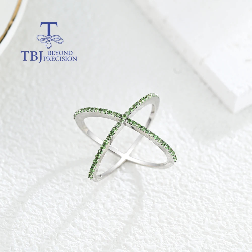 Traci K Beauty Jewelry Beyond Precision Gorgeous Designer chic Ring  925 Sterling Silver for Women Natural Tsavorite Gemstone Fashion Jewelry Anniversay Party Gift