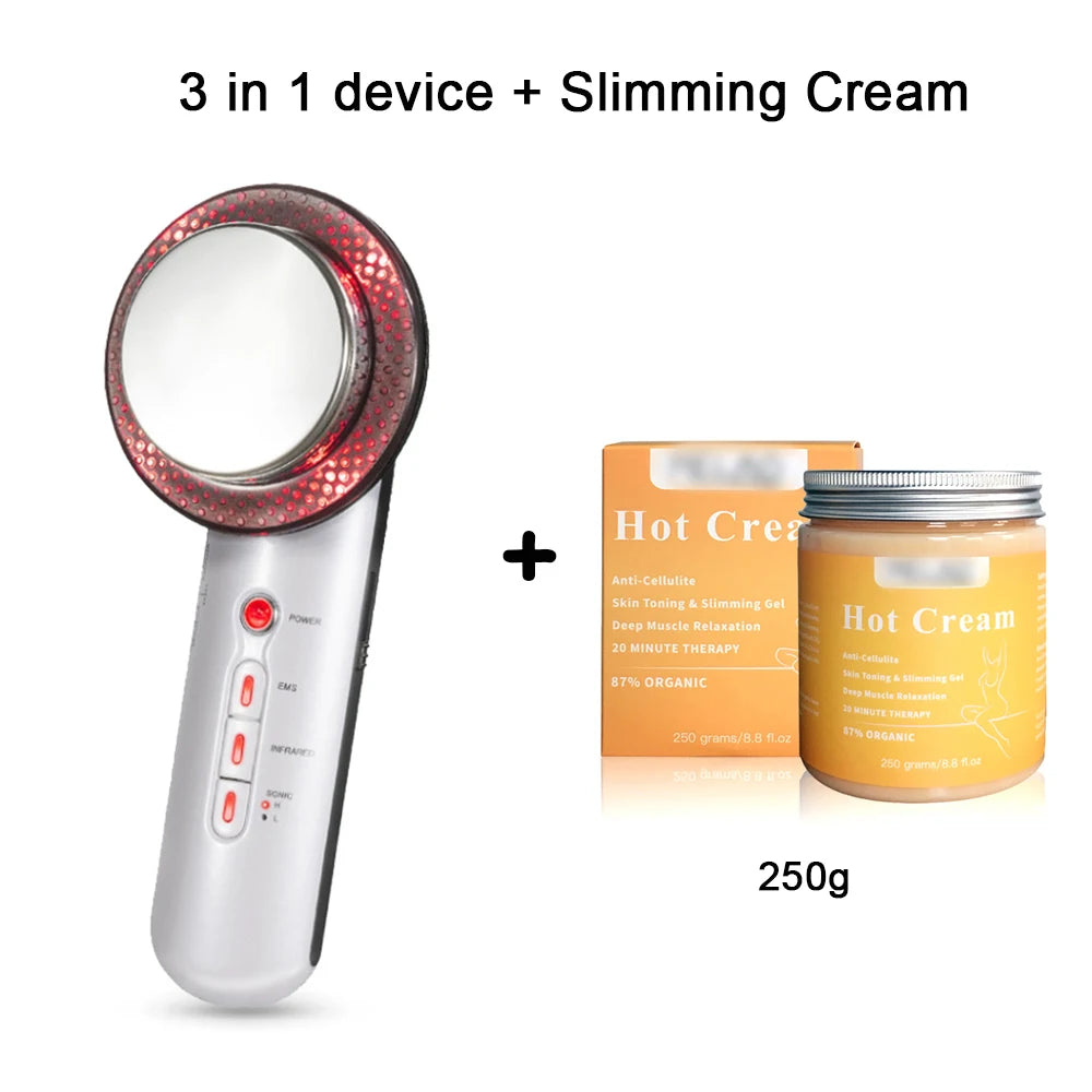 Traci K Beauty 3 in 1 Cavitation Ultrasonic Machine Weight Loss Microcurrent EMS Body Slimming Massager Fat Burner Cream Gel