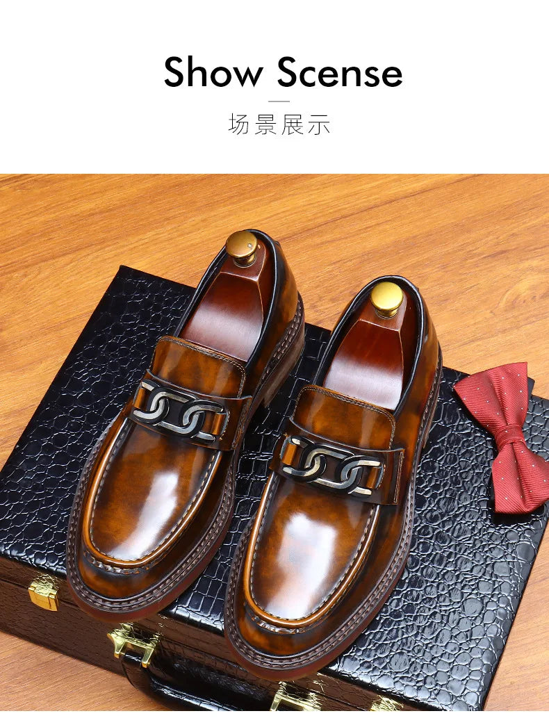 New Shoes For Men Loafers Mens Dress Shoes Leather Shoes Man Male Genuine Leather Social Shoes