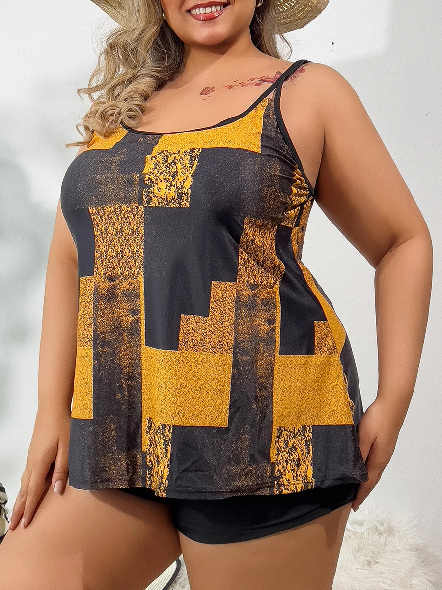 Swimsuit Women Large Plus Size Tankini Set Two Pieces Printed Swimwear Female Bathers Bathing Swimming Swim Suit Beach 5XL