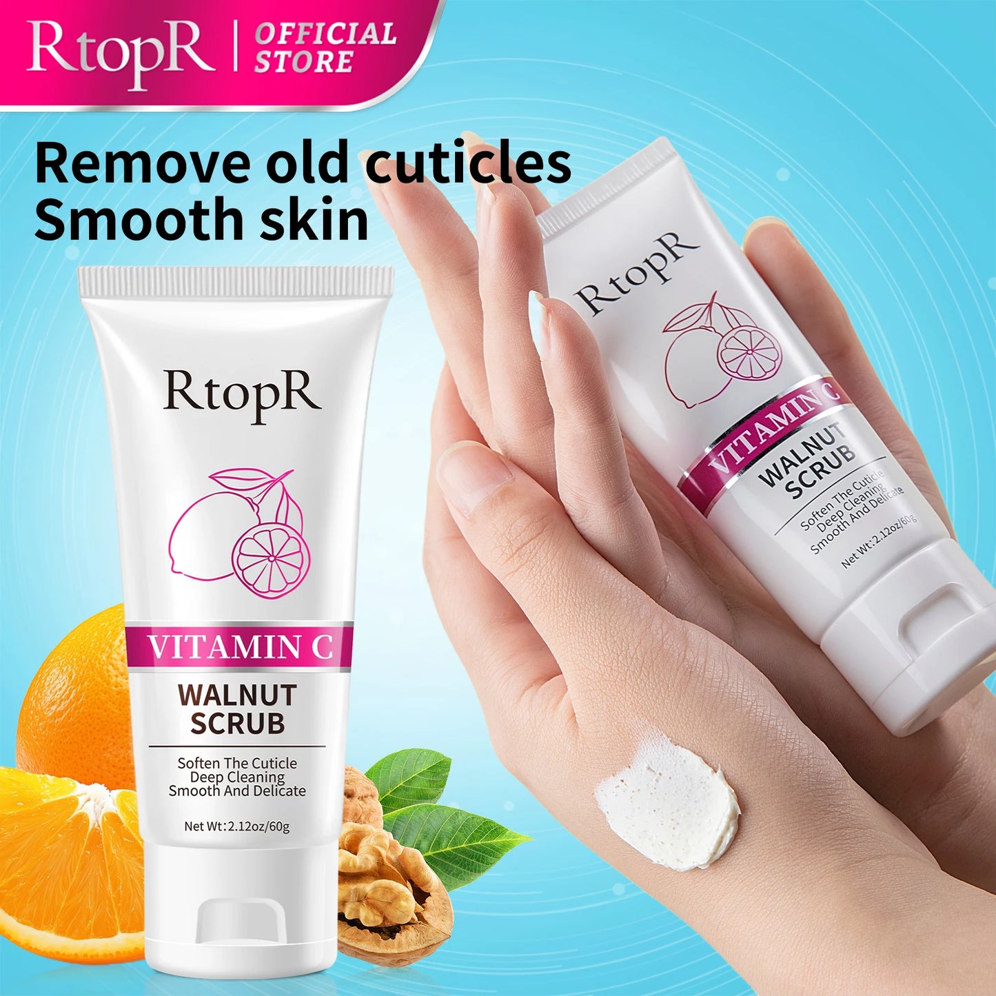 RtopR by Traci K Beauty  Vitamin C Walnut Scrub Deep Cleansing Soft Cuticle Body Bath Scrub Nicotinamide Brightening and Whitening Bath Products