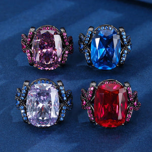 Put a Bow On It Retro 12*16MM Ruby Sapphire Pink Quartz Amethyst Rings Charms Gemstone Party Fine Jewelry for Women Accessories Anniversary Gift