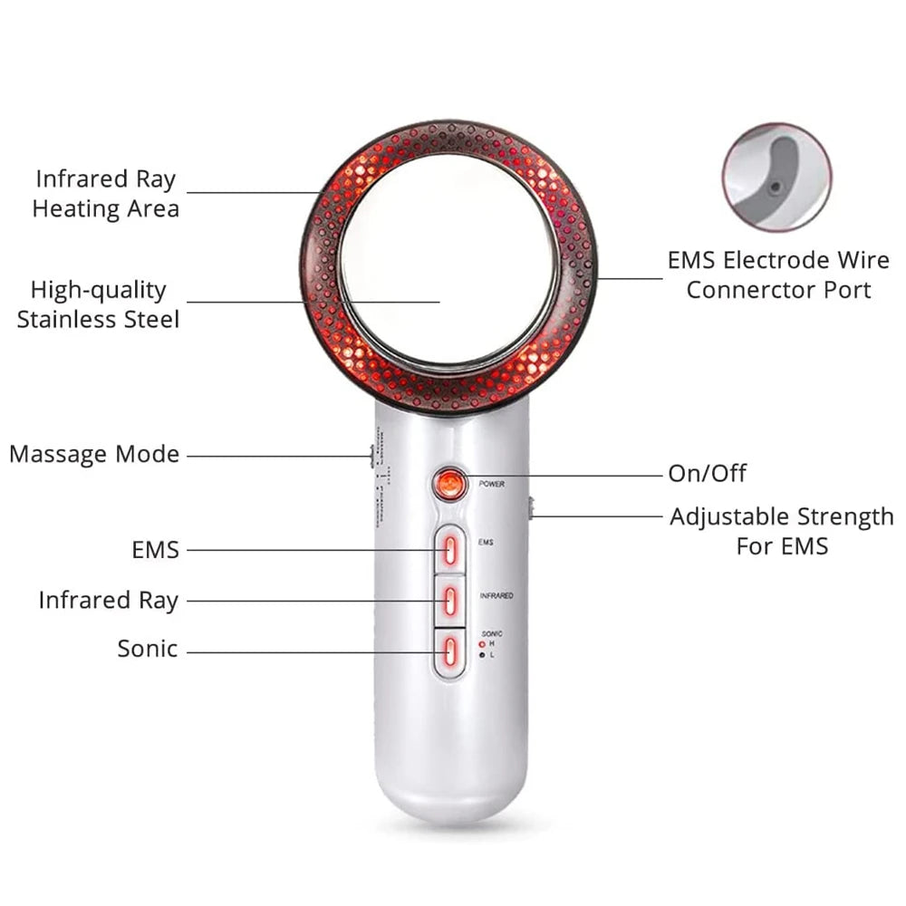 Traci K Beauty 3 in 1 Cavitation Ultrasonic Machine Weight Loss Microcurrent EMS Body Slimming Massager Fat Burner Cream Gel
