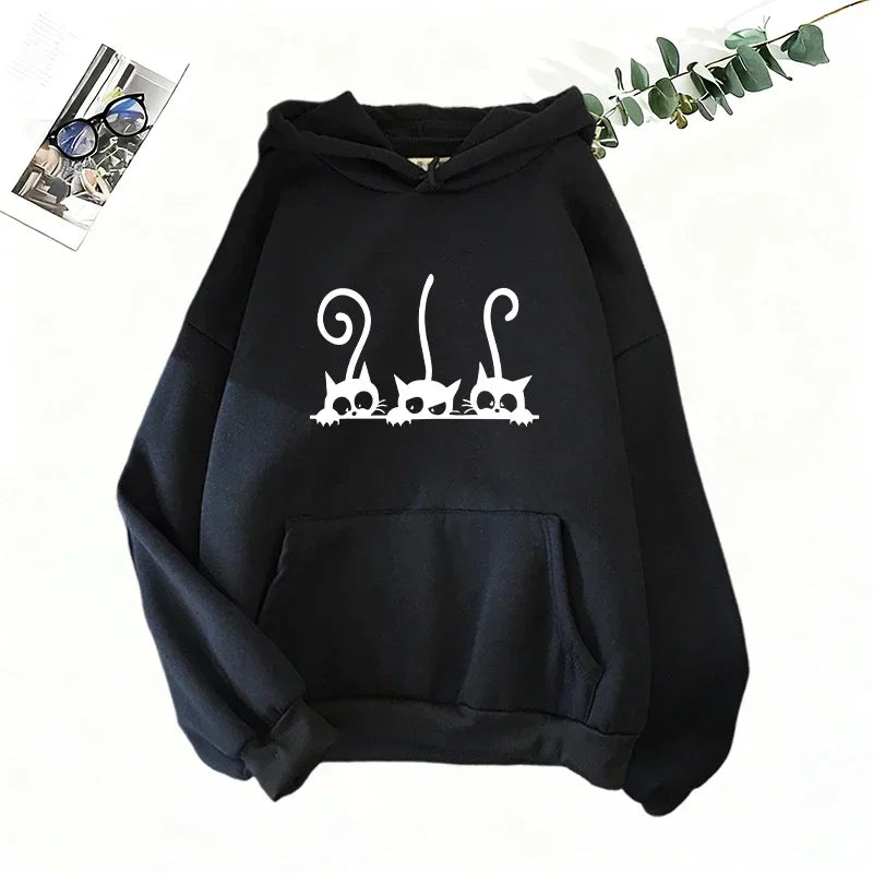 Cutie Crypto Cat Print Hoodie Sweatpants Women's Tracksuit Urban Casual Fashion Sportswear Fall Winter Home Outdoor Warm Outfits