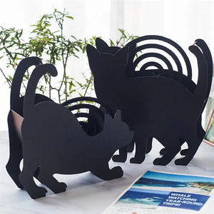 Iron Mosquito Coil Holder Burner Cat Shaped Fireproof Incense Burning Rack Decoration