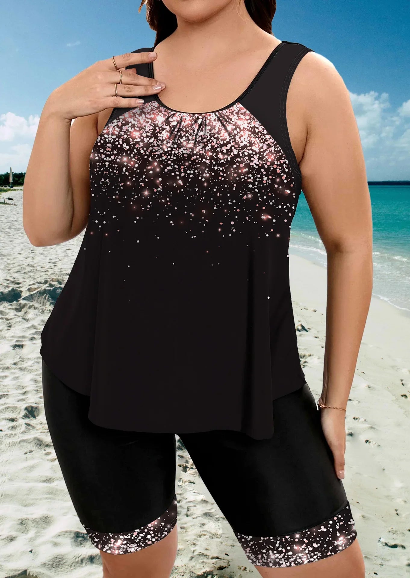 Sexy Tankini Swimsuits Women with Fifth Pants Sexy Swimming Bathing Suit Bikinis Mujer Bikini Beach Wear Plus Size Swimwear 4XL