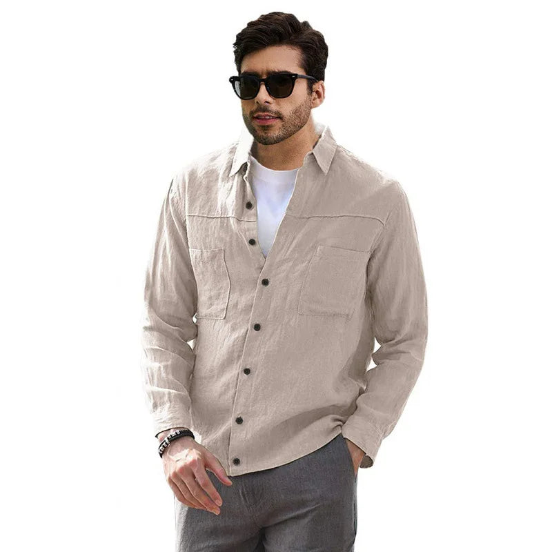 Back in Stock New Men's Casual Shirt European Size Solid Color Simple Long Sleeve Shirt Men Long Sleeve T Shirt
