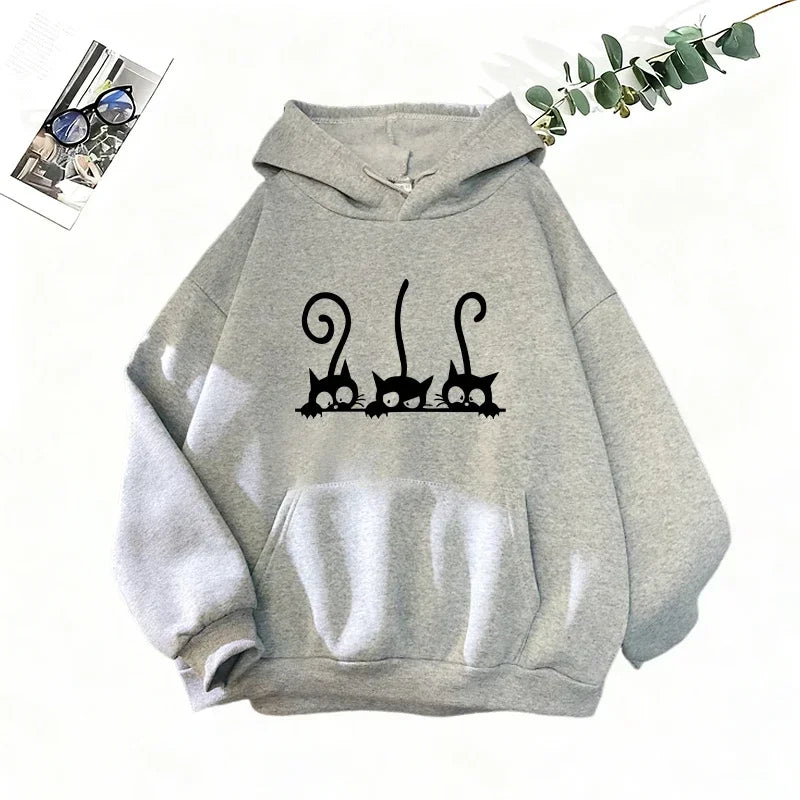 Cutie Crypto Cat Print Hoodie Sweatpants Women's Tracksuit Urban Casual Fashion Sportswear Fall Winter Home Outdoor Warm Outfits