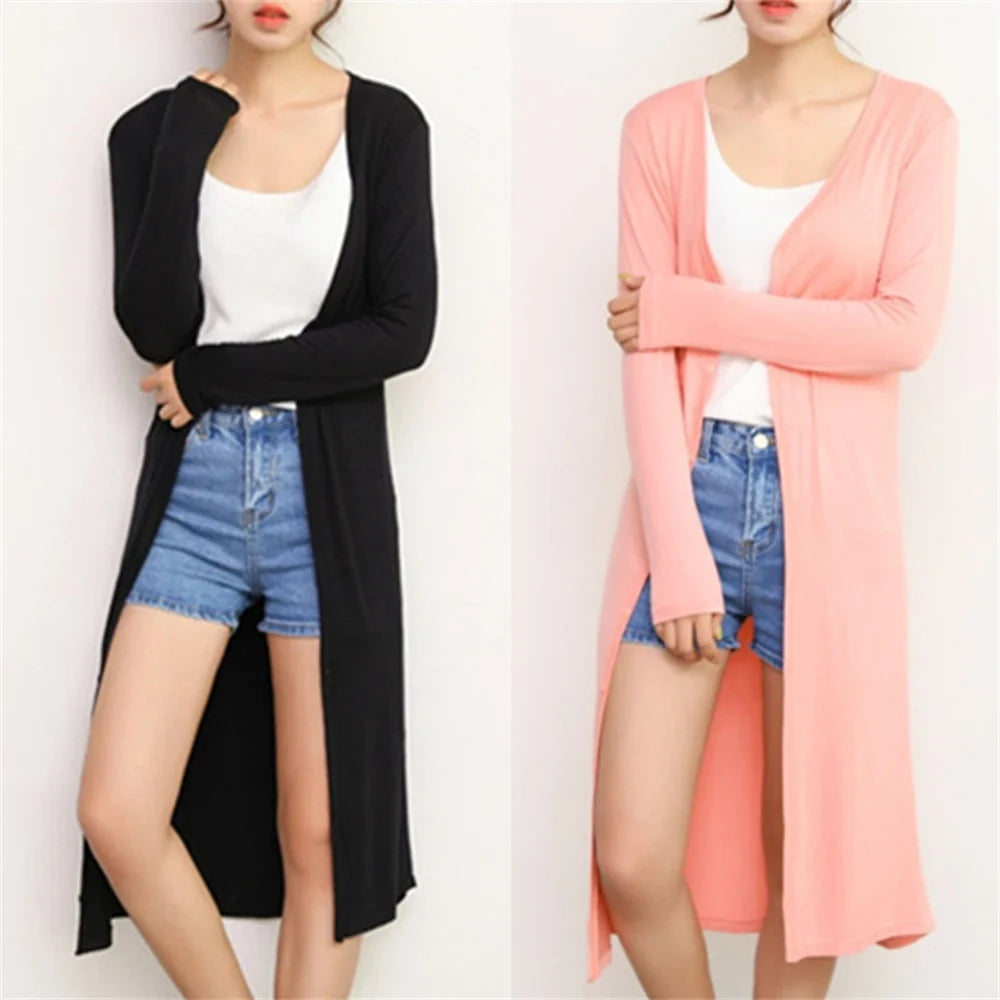 Traci K Collection- 12 Colors Women Modal Long Cardigan Female Cotton Sweater Cardigans Long Sleeve Women Casual Coat Ladies Outerwear