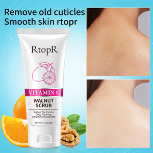 RtopR by Traci K Beauty  Vitamin C Walnut Scrub Deep Cleansing Soft Cuticle Body Bath Scrub Nicotinamide Brightening and Whitening Bath Products