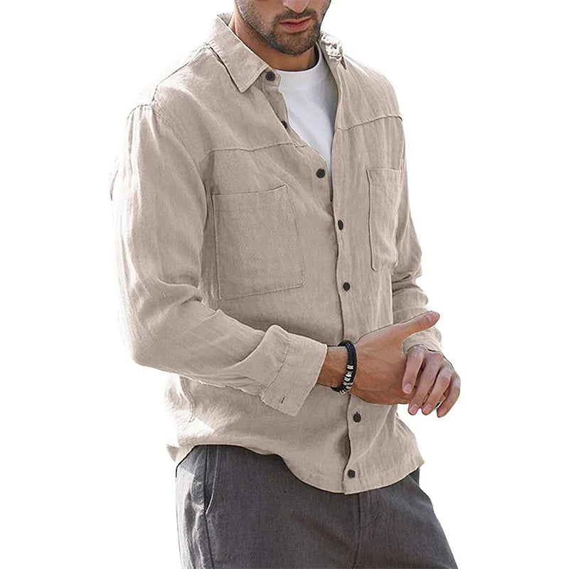 Back in Stock New Men's Casual Shirt European Size Solid Color Simple Long Sleeve Shirt Men Long Sleeve T Shirt