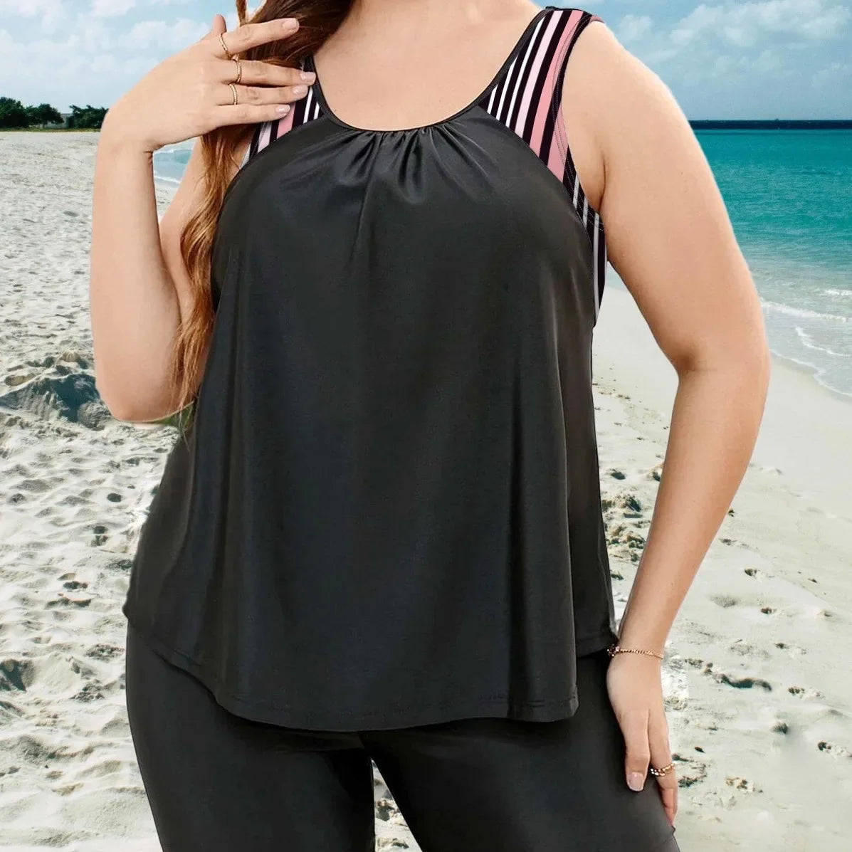 Sexy Tankini Swimsuits Women with Fifth Pants Sexy Swimming Bathing Suit Bikinis Mujer Bikini Beach Wear Plus Size Swimwear 4XL
