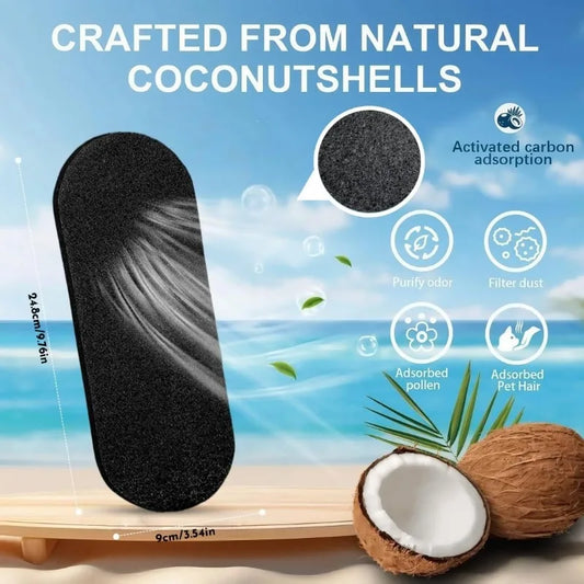 Clean Air Activated Carbon Ceiling Fan Filters - 9.76x3.54 Inch Pitch Black Dust Collector  for All Fan Blades, Coconut Charcoal Filter