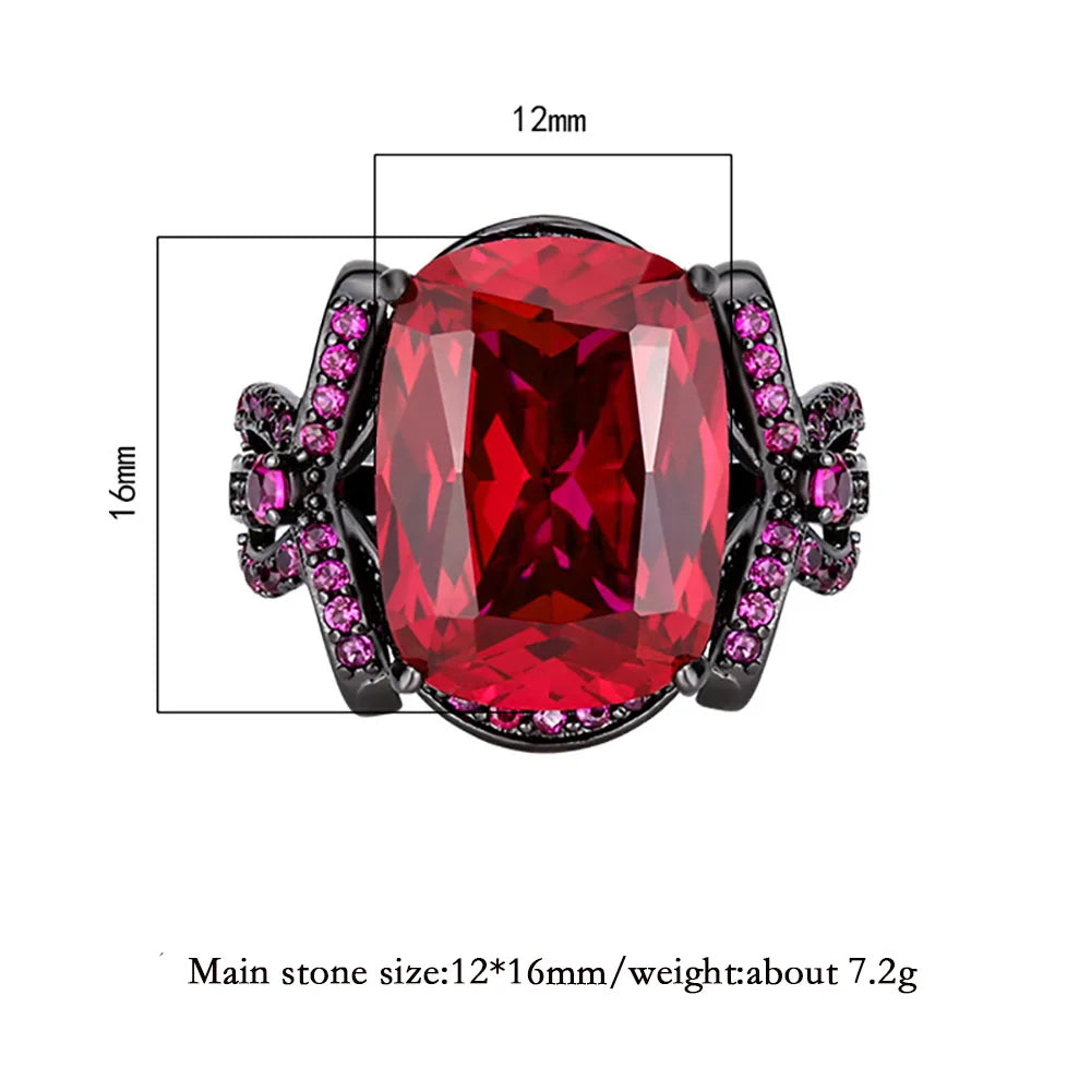 Put a Bow On It Retro 12*16MM Ruby Sapphire Pink Quartz Amethyst Rings Charms Gemstone Party Fine Jewelry for Women Accessories Anniversary Gift
