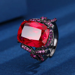 Put a Bow On It Retro 12*16MM Ruby Sapphire Pink Quartz Amethyst Rings Charms Gemstone Party Fine Jewelry for Women Accessories Anniversary Gift