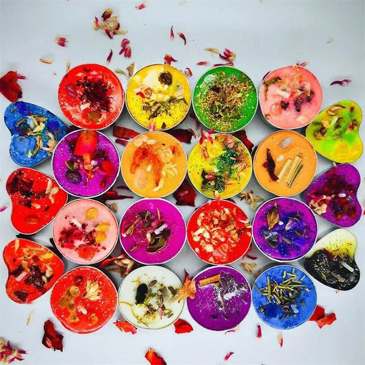 Candle Manifestation Herbal Intention Candle Unscented Spell Dried Flowers Candles with Crystal Tea Lights