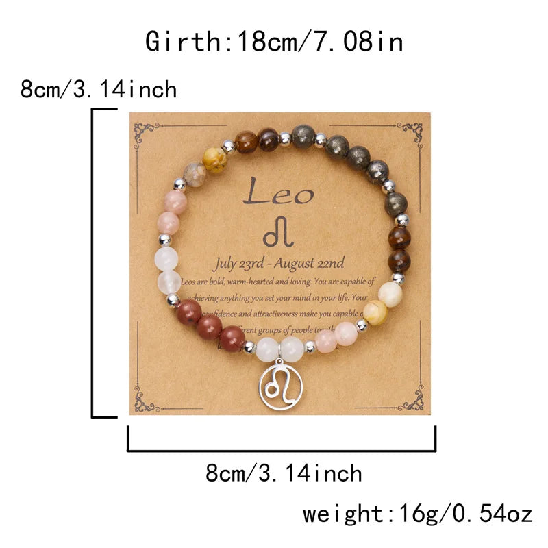12 Zodiac Beaded Bracelet Aries Taurus Gemini Cancer Leo Virgo Libra Scorpio Aquarius Pisces Gifts Women Jewelry Gift