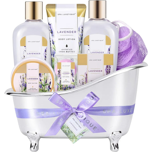 Spa Luxetique by Traci K Beauty Lavender Spa Gift Set for Women, 8-Piece Bath & Lotion Kit,