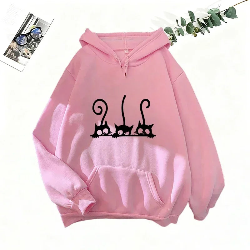 Cutie Crypto Cat Print Hoodie Sweatpants Women's Tracksuit Urban Casual Fashion Sportswear Fall Winter Home Outdoor Warm Outfits